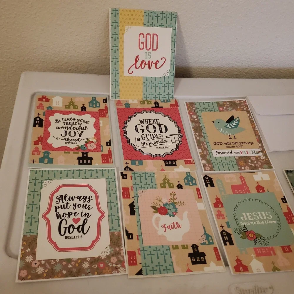 8pc Handmade Christian Greeting Cards Set Bible Verse Inspirational Religious